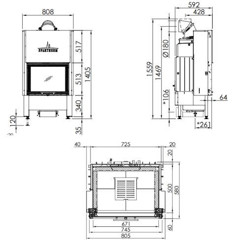 Inserto a legna Spartherm Varia 1Vh H²O 8 kW porte coulissante hydro
