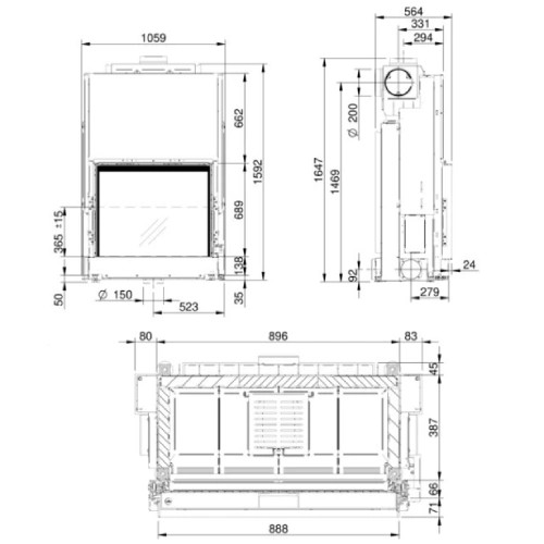 Inserto a legna Spartherm Premium A-1V-87h 13,8 kW porte coulissante