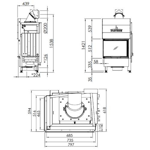 Inserto a legna Spartherm Varia 2Lh H²O 10,4 kW porte coulissante, hydro