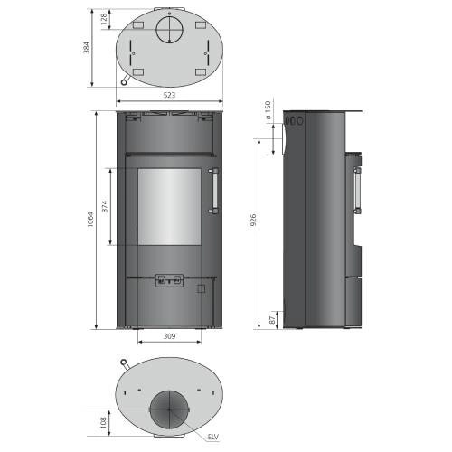 Stufa a legna Justus Island 5 2.0 | 5 kW