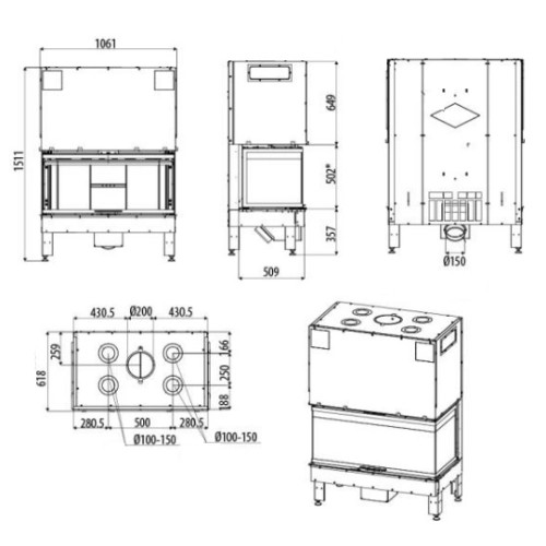Inserto a legna MCZ PLASMA 95T Wood 13,2 kW