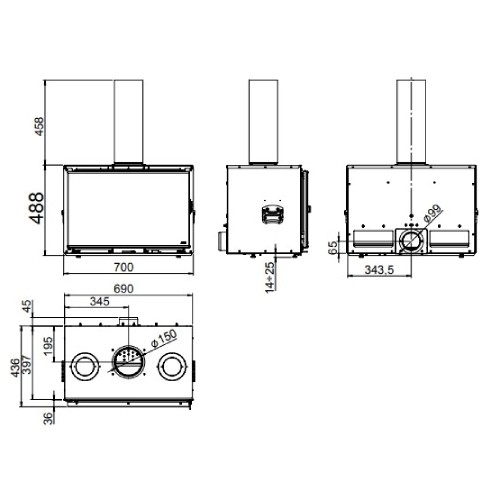 Inserto a legna MCZ INBOX 70 Wood 8,6 kW