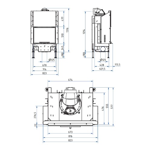 Inserto a legna SCHMID Lina 67 h evo 9 kW porte coulissante