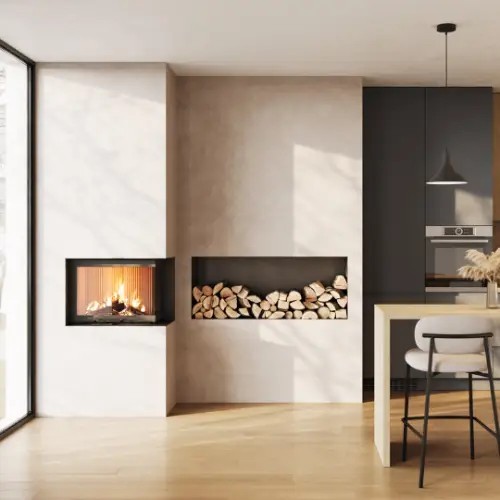 Inserto a legna SCHMID Ekko L 67(34) s evo 7,5 kW porte pivotante