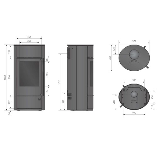 Stufa a legna Oranier Polar Neo W+ pureBLACK 6,5 kW