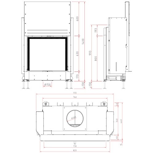 Inserto a legna SCHMID Lina GT 7363 h Kristall+ porte coulissante 6 kW