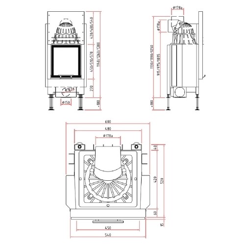 Inserto a legna SCHMID Lina 45 h 7 kW porte coulissante
