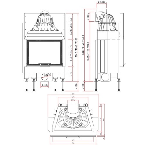 Inserto a legna SCHMID Lina 67 h 9 kW porte coulissante