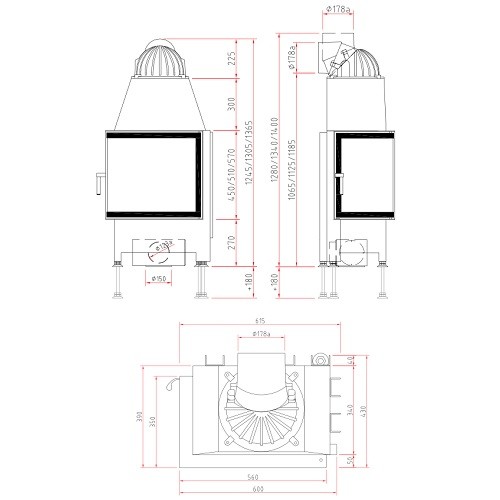 Inserto a legna SCHMID Ekko L 55(34) s 7 kW porte pivotante