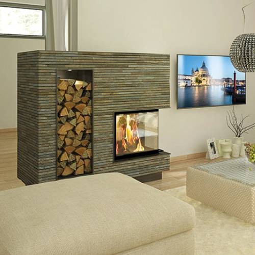 Inserto a legna SCHMID Ekko R 55(34) s – porte pivotante 7 kW avec vitre angulaire