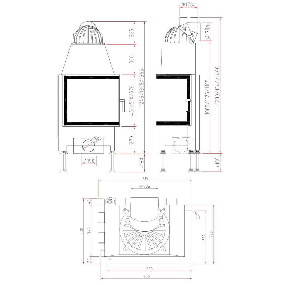 Inserto a legna SCHMID Ekko R 55(34) s – porte pivotante 7 kW avec vitre angulaire