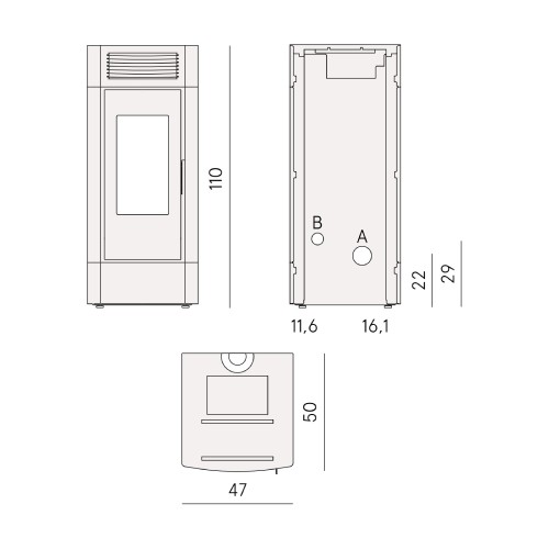 Stufa a pellet Cadel Cristal 9 Air 8,5 kW