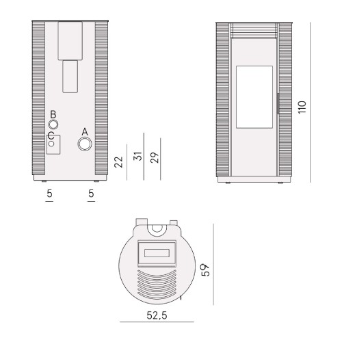 Stufa a pellet Cadel Spin Plus 9 Airtech Ps 8,5 kW