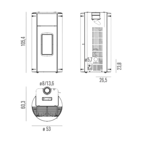 Stufa a pellet RED Kunal Air 6 XUP! S1 6,3 kW