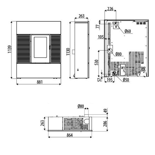 Stufa a pellet MCZ RAY Comfort Air 8 REAR M2 7,8 kW