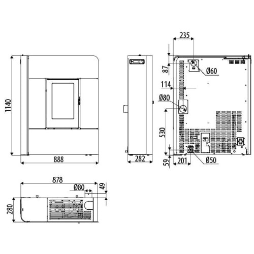 Stufa a pellet MCZ RAAM Comfort Air 8 S2 7,8 kW