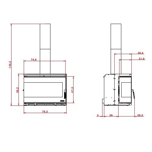 Inserto a legna Palazzetti Ecopalex GTM80 12,4 kW Cheminée d'angle