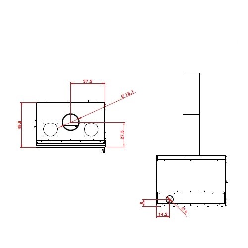 Inserto a legna Palazzetti Ecopalex GTM80 12,4 kW Cheminée d'angle