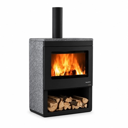 Stufa a legna Palazzetti Nicole avec étagère en bois ouverte 9,1 kW