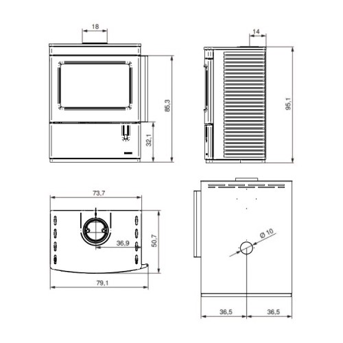 Stufa a legna Palazzetti Nicole Foyer en fonte 9,1 kW