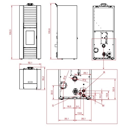 Stufa a pellet Palazzetti Ecofire Martina Idro Lux 10kW hydro