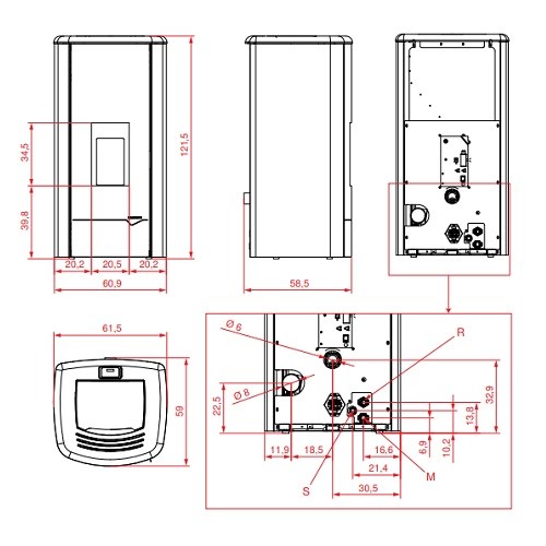 Stufa a pellet Palazzetti Ecofire Mirella Idro 13 | 10,3 kW Hydro