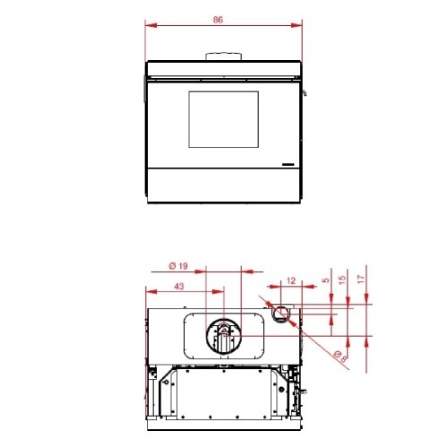 Inserto cheminée à pellets Palazzetti Ecofire Idro TC V15 15,2 kW avec ventilateur d'air ambiant