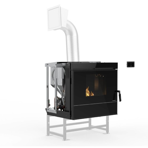 Insert cheminée à pellets Palazzetti Ecofire Idro TC V20 20,4 kW avec ventilateur d'air ambiant