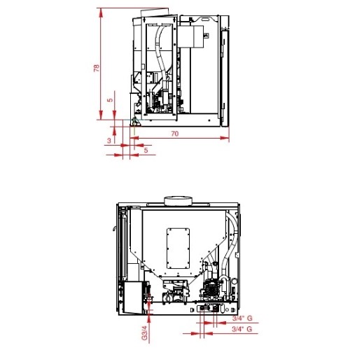 Inserto cheminée à pellets Palazzetti Ecofire Idro V24 23,8 kW avec ventilateur d'air ambiant