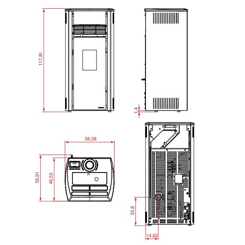 Stufa a pellet Palazzetti Ecofire Aurora US 12 kW