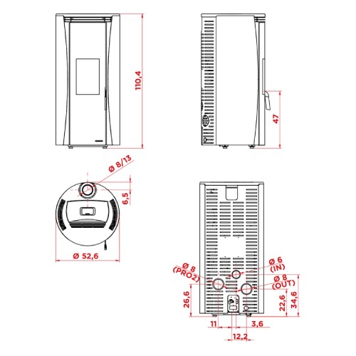 Stufa a pellet Palazzetti Ecofire Vivi TC US 9 kW