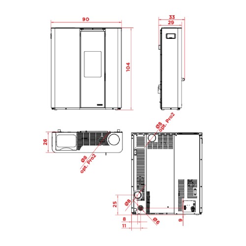 Stufa a pellet Palazzetti Ecofire Scarlet TC 9 kW