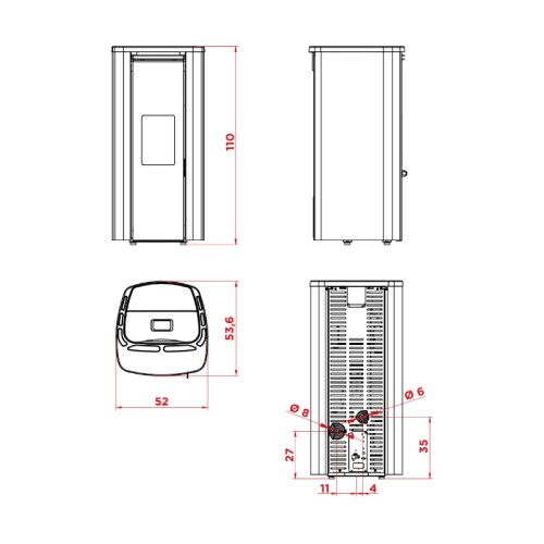 Stufa a pellet Palazzetti Ecofire Theo TC 9 kW