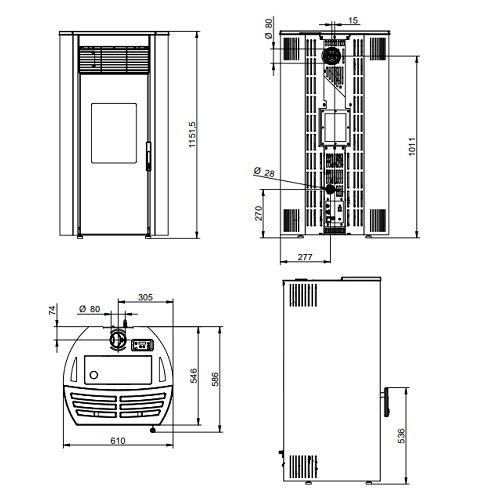 Stufa a pellet Royal Roberta Air 120 US 12,3 kW
