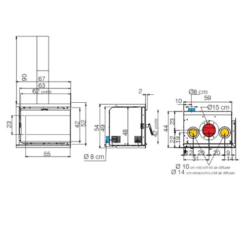 Inserto cheminée Edilkamin Firebox 49 Evo | 9,6 kW