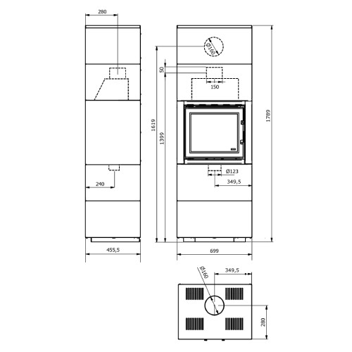 Stufa a legna Wamsler Modulo 70/180 G 6 kW