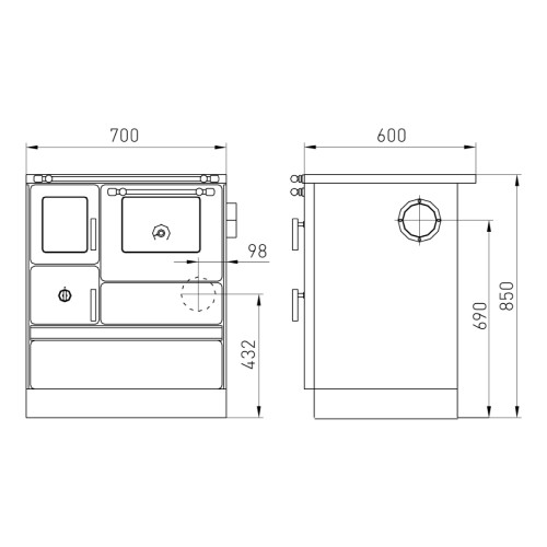 Cuisinière à bois Westminster Stufa à combustible solide K 76 F 70 | 7,6 kW