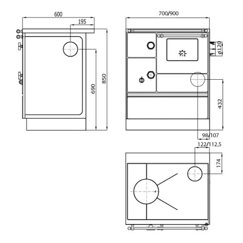 Cuisinière à bois Westminster Stufa à combustible solide K 76 90 | 7,3 kW