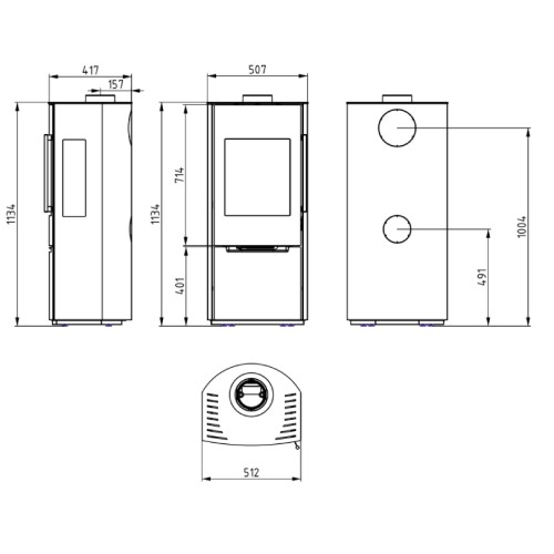 Stufa a legna Wamsler Pylon 1/3G 6,2 kW