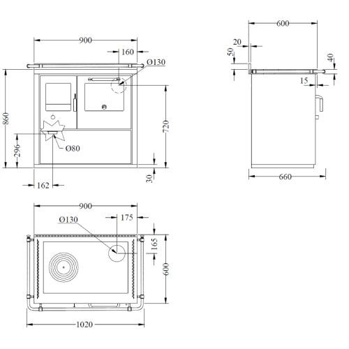 Cuisinière à bois Wamsler M 90 | 6 kW