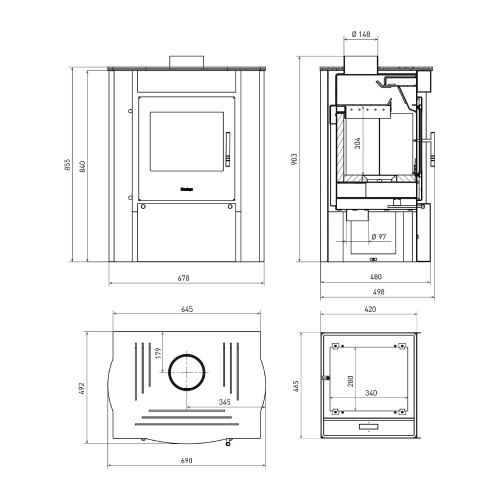 Stufa a legna HS Flamingo Amos 9,2 kW