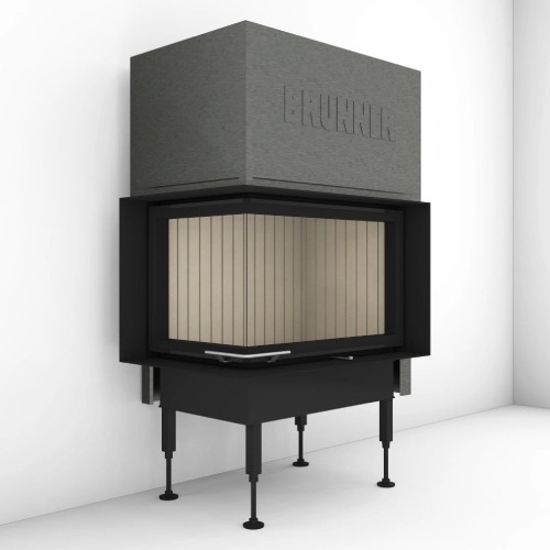 Inserto a legna Brunner BKH 5.0 d'angle 42-66-42 porte coulissante 9 kW
