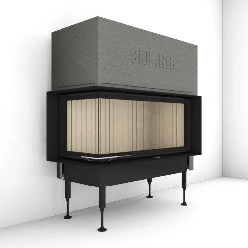 Inserto a legna Brunner BKH 5.0 d'angle 42-98-42 porte coulissante 11 kW
