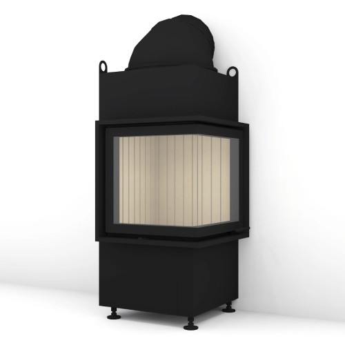 Inserto a legna Brunner BKH 5.0 d'angle 42-42-42 | 7 kW porte pivotante