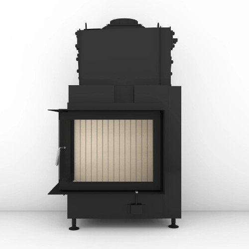Inserto a legna d'angle Brunner 42/57/30 gauche 8 kW porte pivotante, hydro