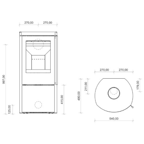 Stufa a legna Vaio IQ 33 Stahl 6,3 kW
