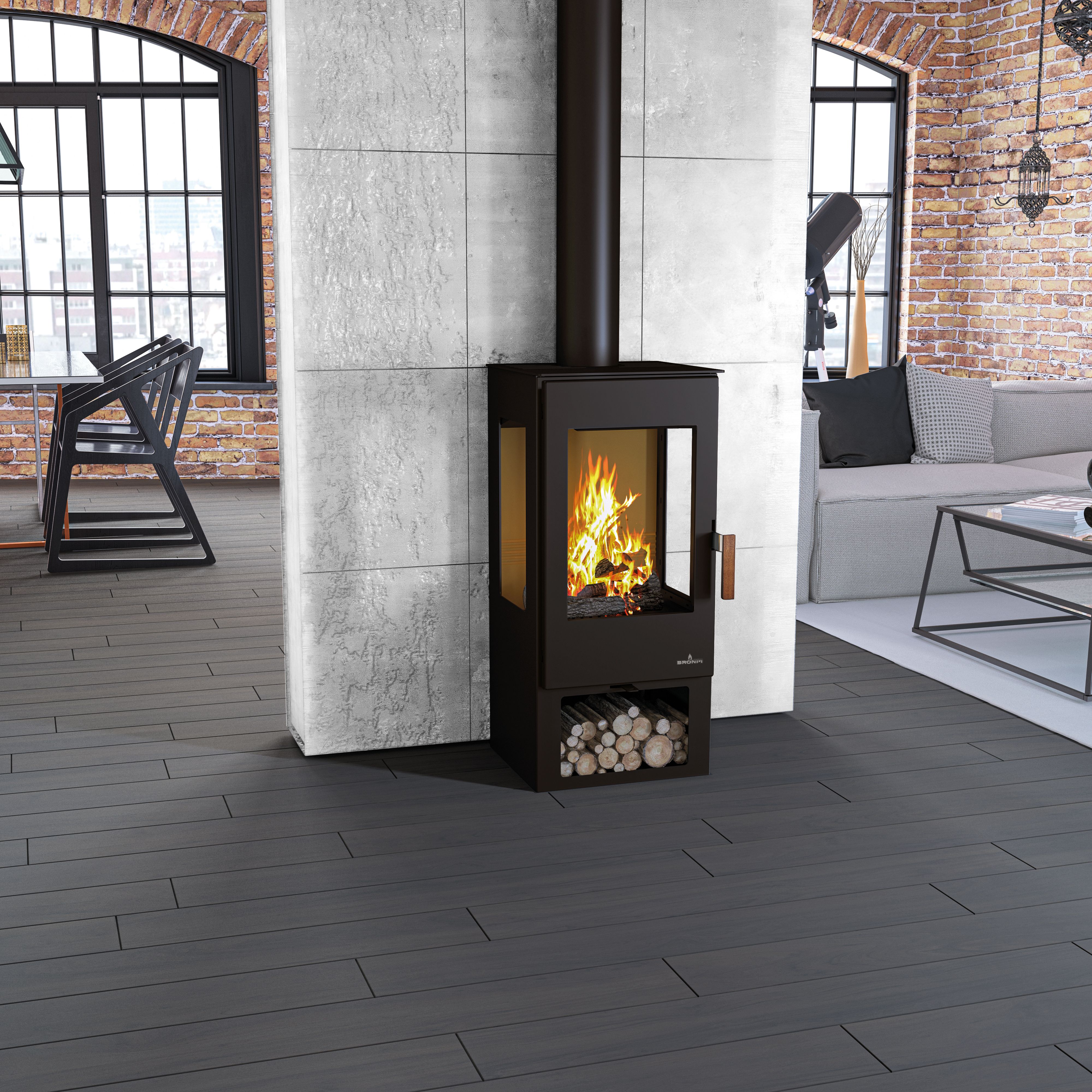 Stufa a legna 3 vitres raccordable - BRONPI Estrella 7 kW