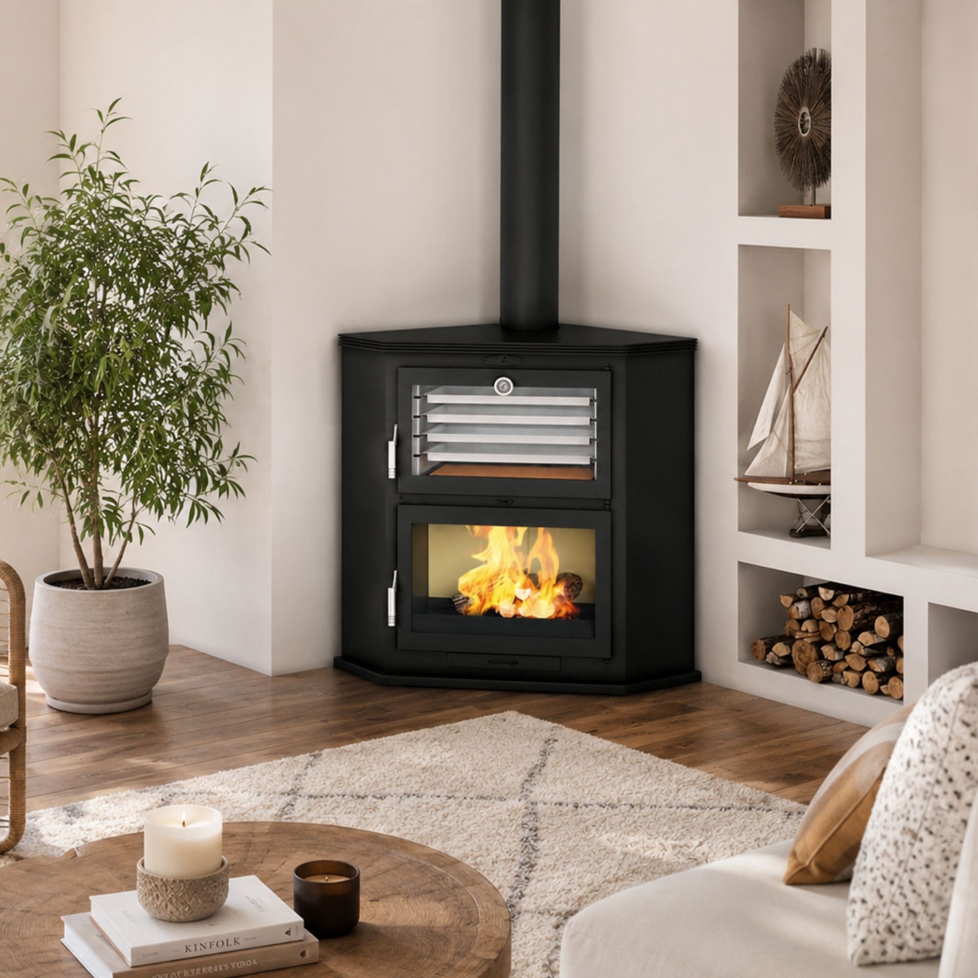 Stufa a legna d'angle avec four - FIREMATIC Texas 10.9 kW