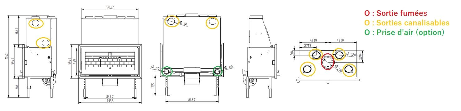 Inserto à bois ventilé silencieux canalisable - FIREMATIC Ontario 14.5 kW