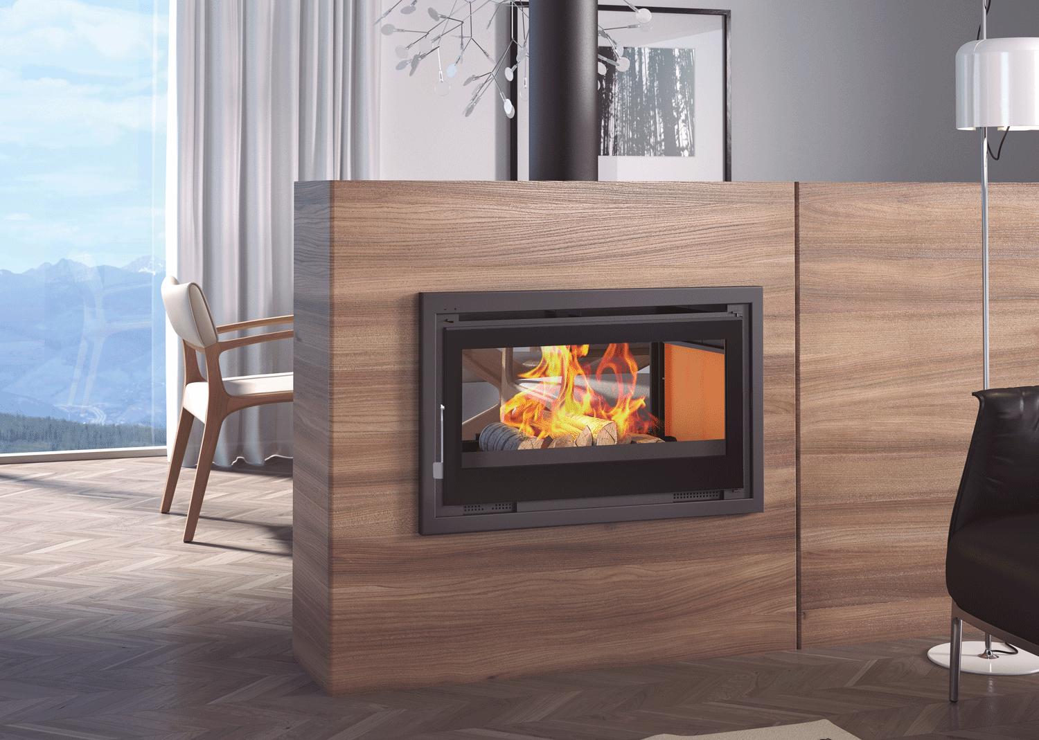 Inserto à bois 2 vitres ventilé - FIREMATIC Sana 13.3 kW